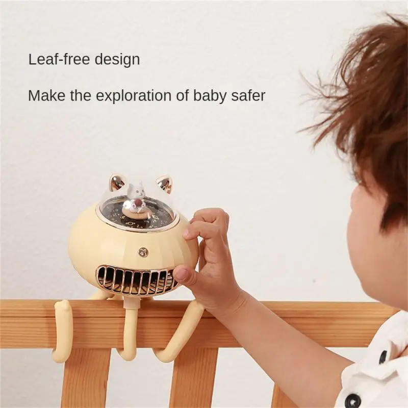 

Mute Noise Reduction Children Portable Leadless Fans With Atmosphere Starry Light Type-c Mini Handheld Air Cooler Standing