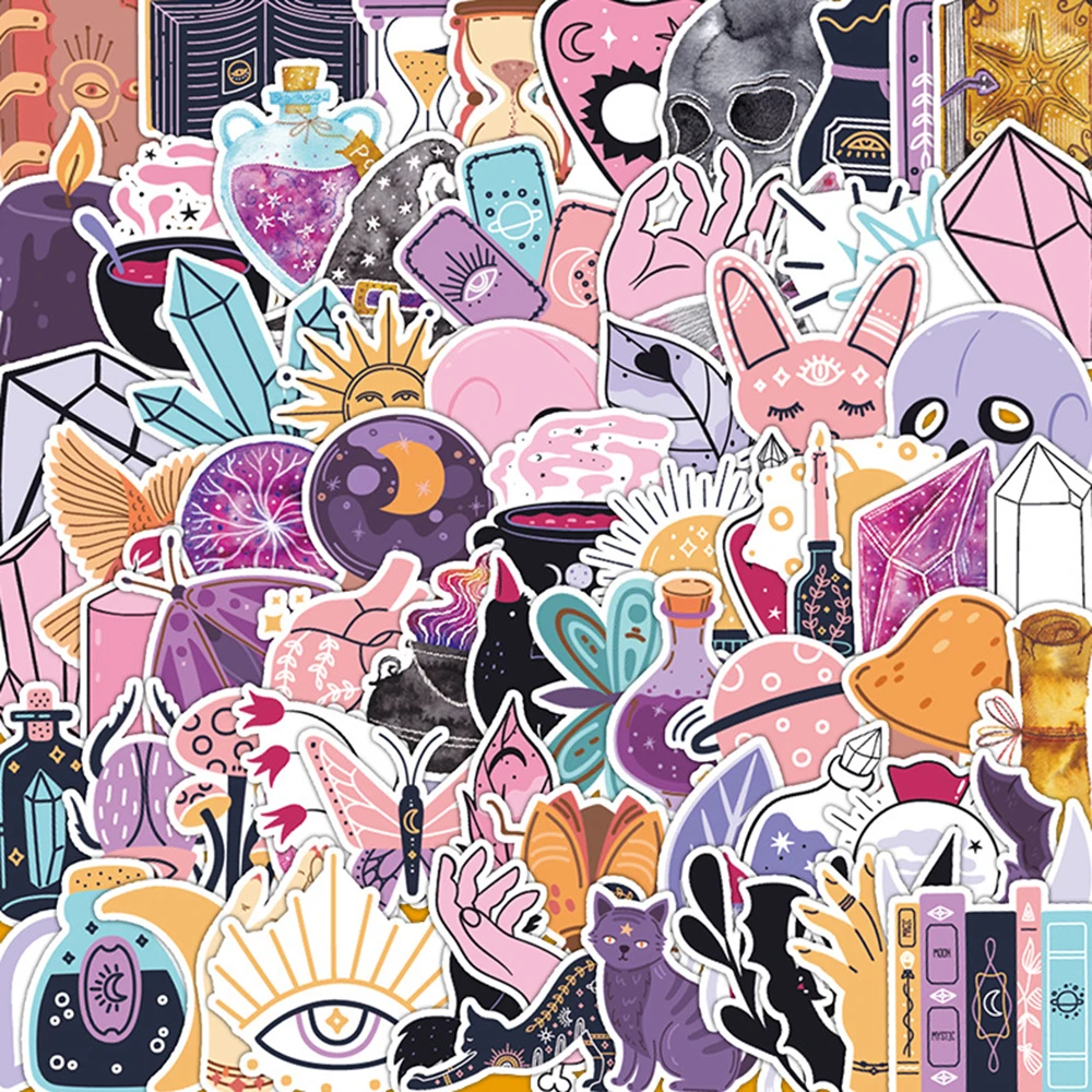 

10/30/50/100pcs Vintage Wizard Witch Stickers Graffiti DIY Phone Laptop Tablet Car PVC Cartoon Sticker Decals Kids Classic Toys