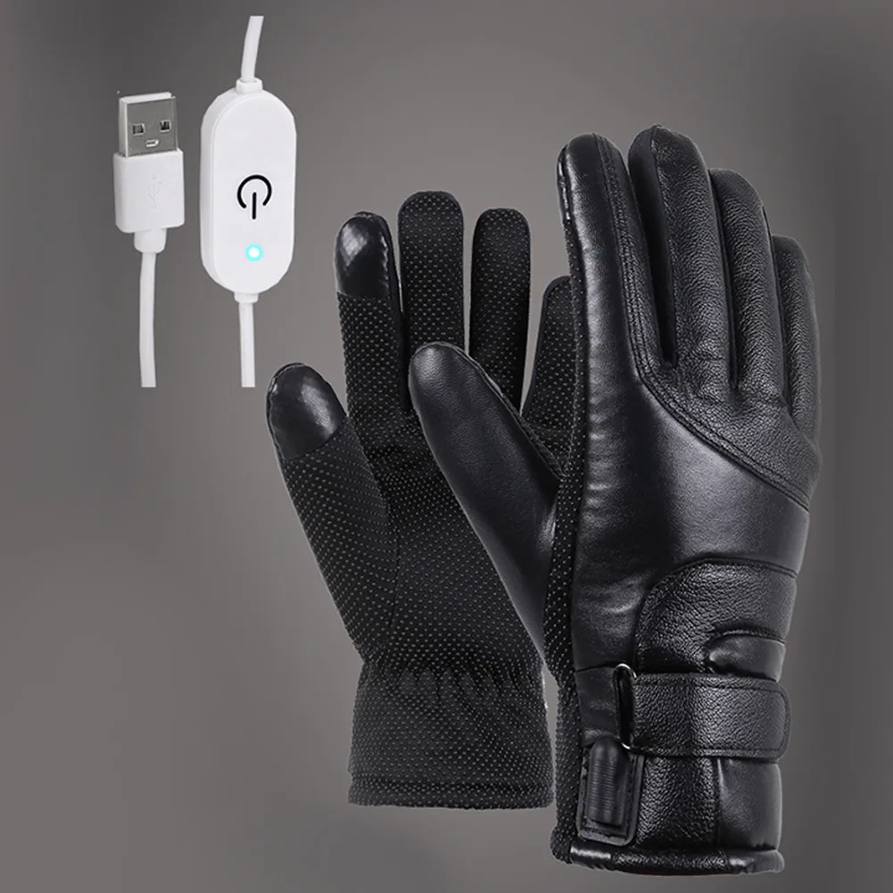 

1 Pair Electric Heated Gloves Anti-skid Rubber Bank-stepless For Motorcycle