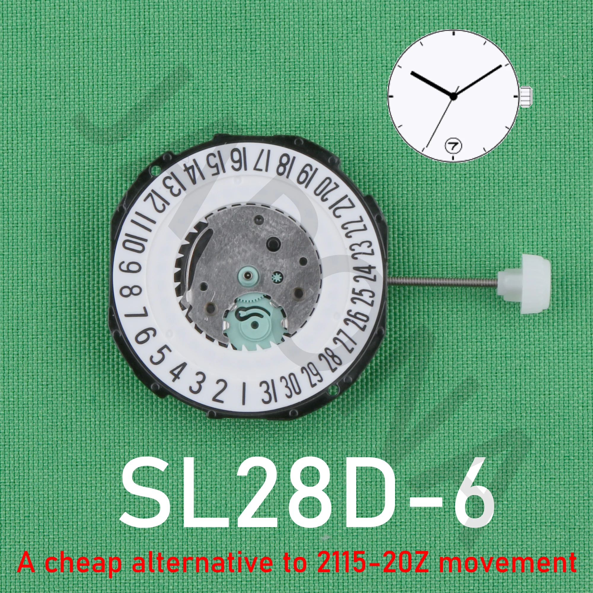 china sunon sl28  SL28-6 Quartz Movement Replacement Three Hands Calendar Date A cheap alternative to 2115-20z movement