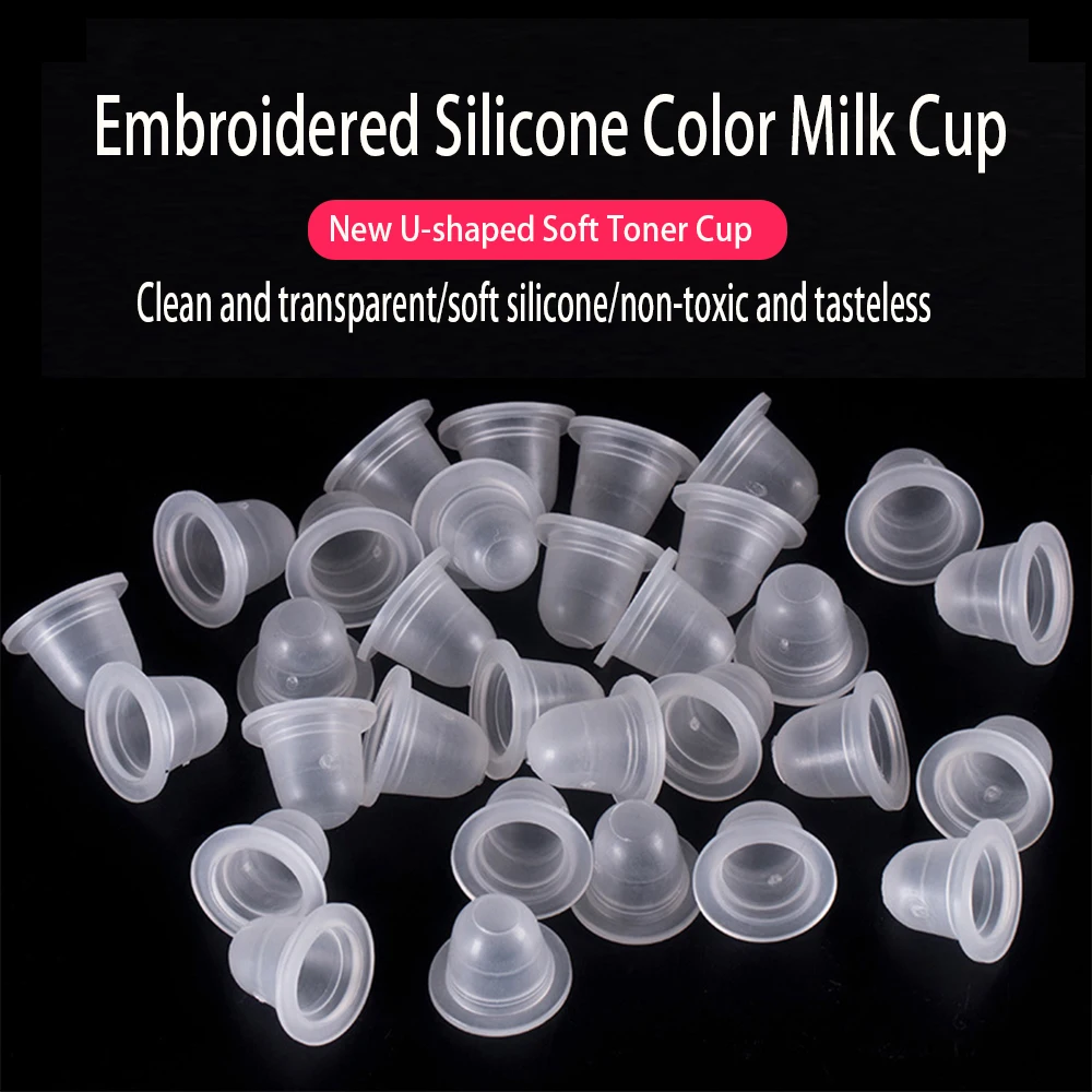 

100 шт., одноразовые силиконовые контейнеры для татуировок и бровей