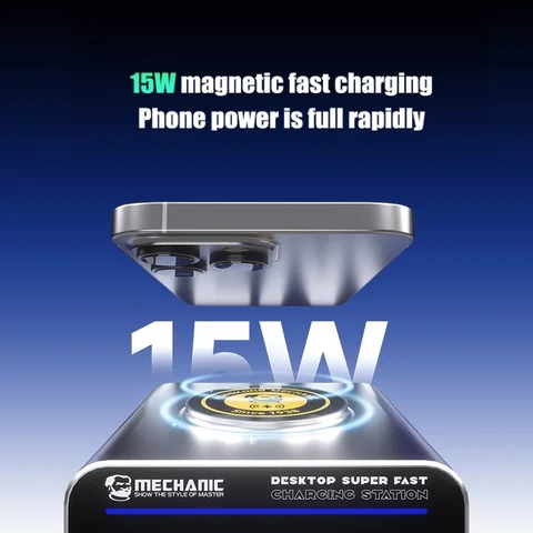 Зарядная станция GaN MECHANIC GPOWER 160 Вт, 8-портовая быстрая зарядка с интеллектуальным TFT-дисплеем PD100W QC3.0 MagSafe для ноутбука/телефона/планшета