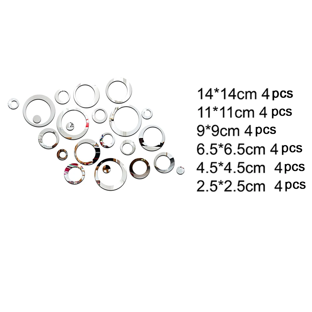 24 шт. зеркальные настенные наклейки круглой формы для спальни | Дом и сад