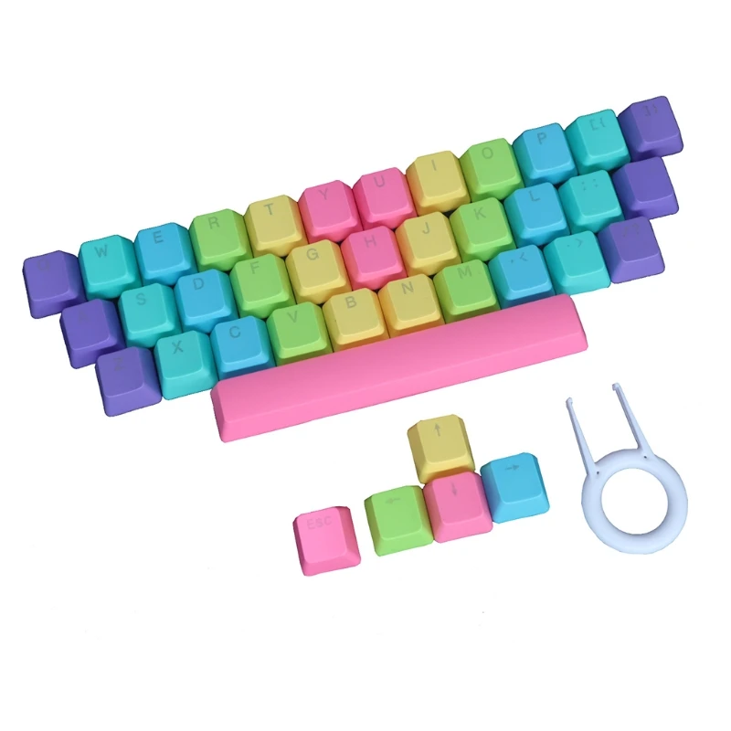 

Rainbow 39 Keys Keycap Two-Color Injection Keycaps Thick PBT Keysets for cherry MX Switch Gaming Mechanical Keyboard