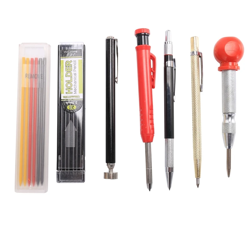 

TOP 5Pieces Carpenter Pencils Kit, Metal Scribe Tool, Solid Carpenter Pencil, 12 Refills, Great For Woodworking