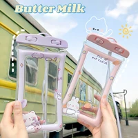 waterproof phone case phone bag cute cartoon rabbit shockproof transparent with strap lanyard universal for iphone 11 12 13 pro