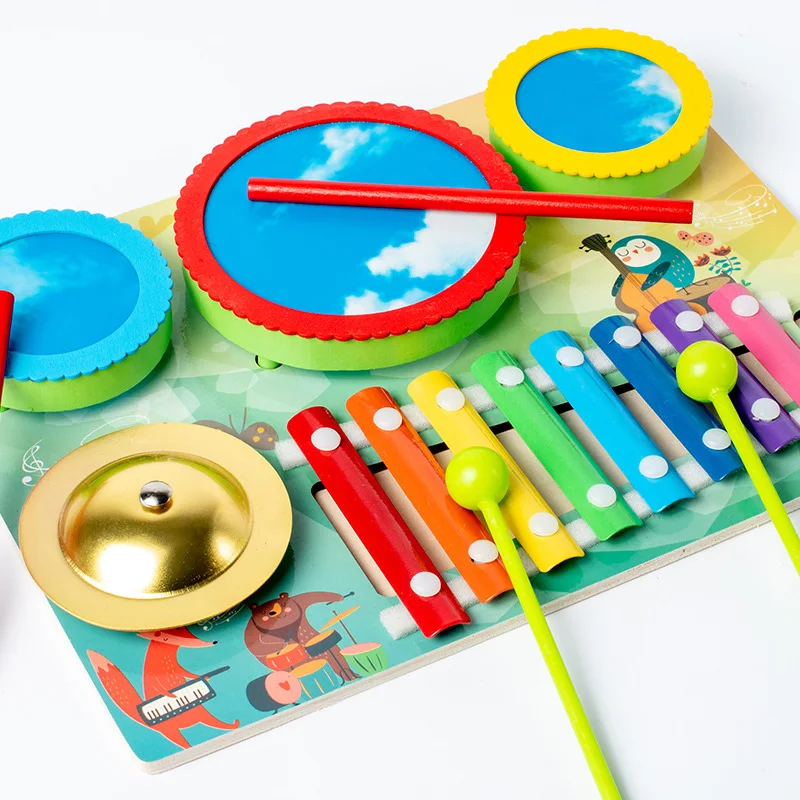 

Wooden Xylophone Drum Kids Musical Instrument Suit Children Learning&Education For Baby Musical Toys Development Sensory Toys