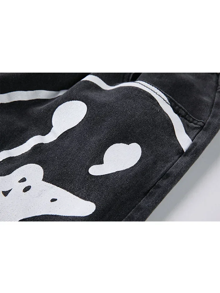 Модные женские джинсы в стиле хип-хоп с принтом корейские свободные повседневные