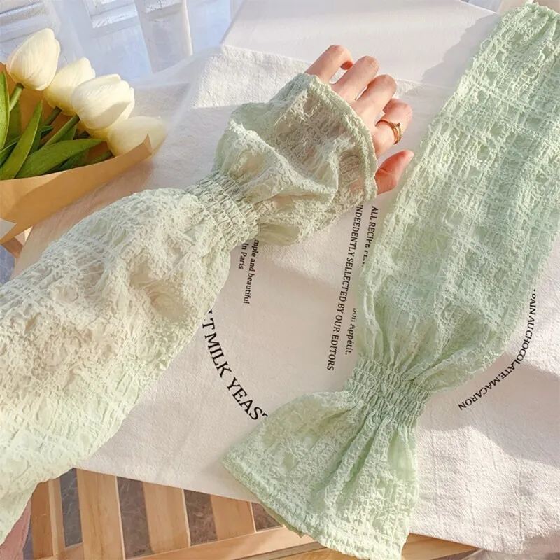 

New summer ice outer pleat pure lace sleeker cuffs vehicle driving gloves sun screen sleework cuffs