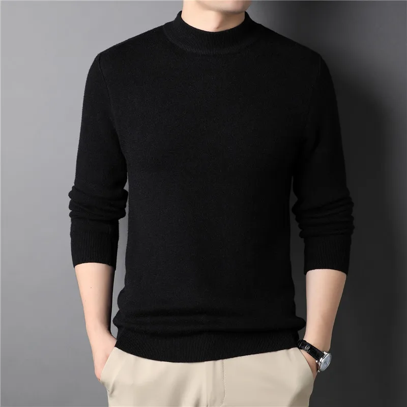 

2022 Men Tops Winter Solid Color Turtle Neck Long Sleeve Twist Knitted Slim Sweater Men's Knitted Sweaters Pullover Knitwear