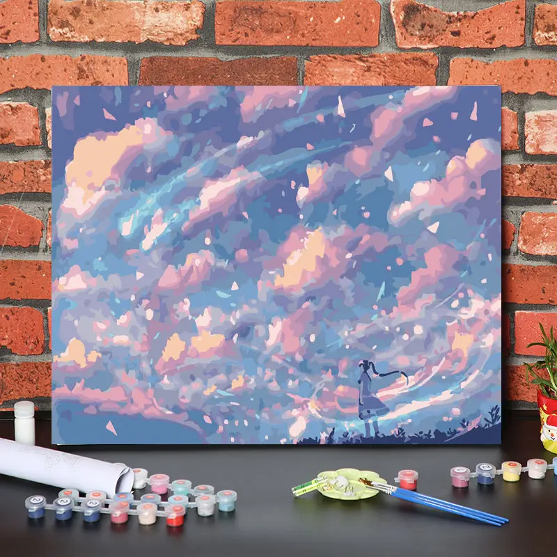 

Wall Art Starry Sky DIY Digital Oil Painting Decompression Adult Aesthetic Hand-Painted Decoration Anime encanto Room Decor