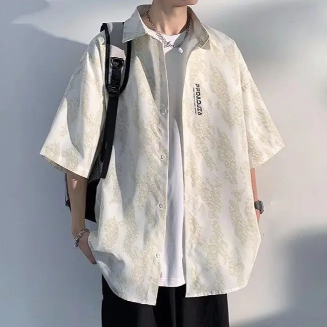 Spring Summer Fashion Men's Solid Casual T-Shirt Loose Cool Boy Soft Versatile Print Tops Pocket Patchwork Buttons Print