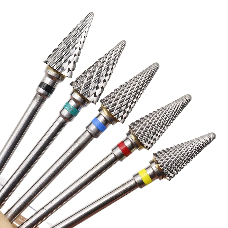 

5 Grits tapered barrel carbide nail bits 3/32" tungsten Milling Cutter For Manicure Rotary Burr Electric Drill Accessories Tool