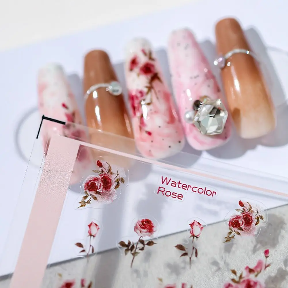 

Flowers Nail Stickers Daisy Nail Art Decoration Peach Blossom 3D Relief Manicure Accessories Thin Tough Self Adhesive Nail Decal