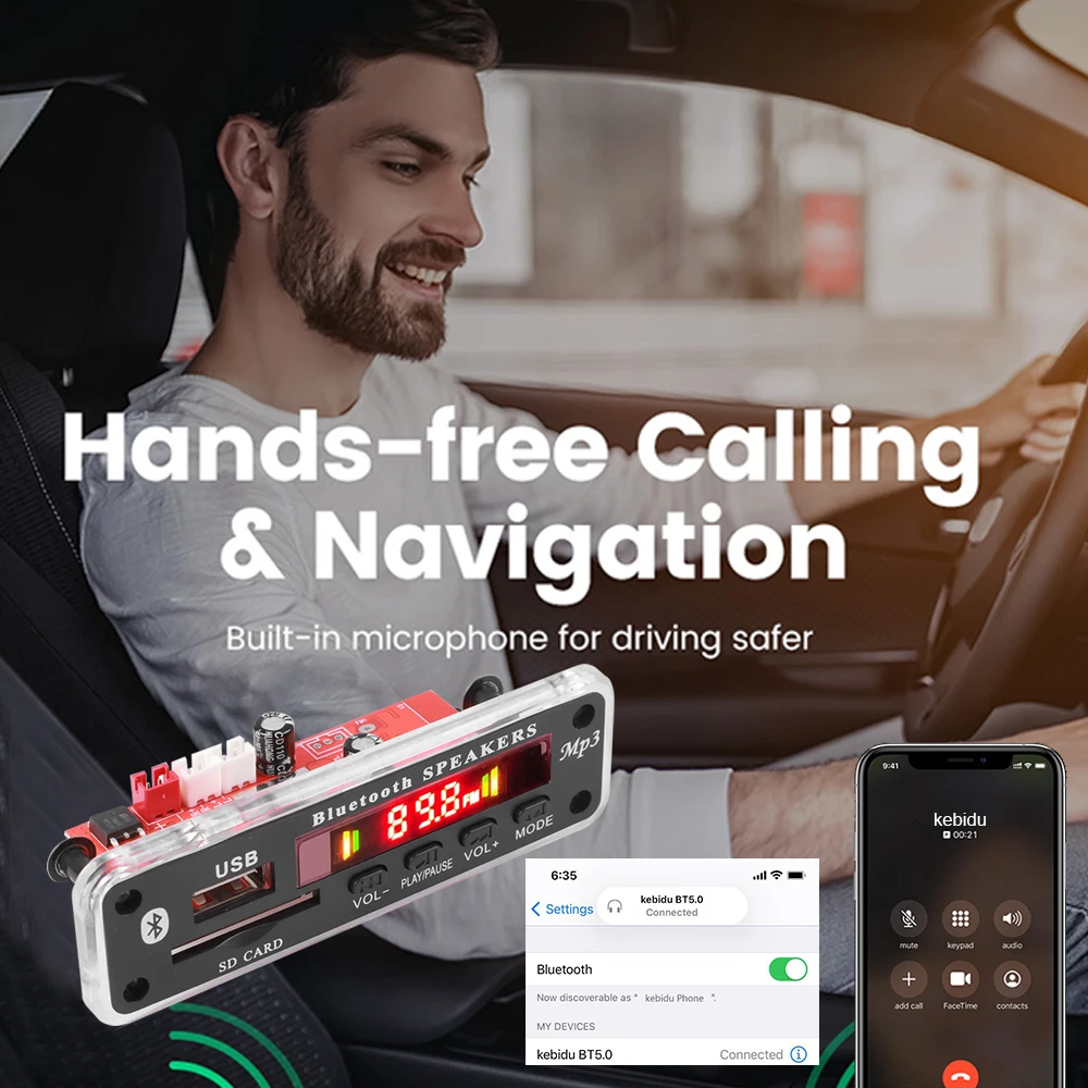 25 Вт 20 усилитель 12 в MP3 декодер плата Bluetooth 5 0 Автомобильный плеер 50 40 USB модуль