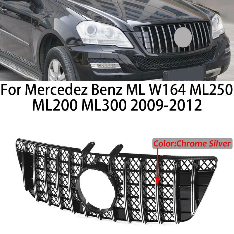 

Front Kidney Bumper Grills Mesh Grille For Mercedez Benz ML class W164 ML250 ML200 ML300 20009-2012 GT Gypsophila Style