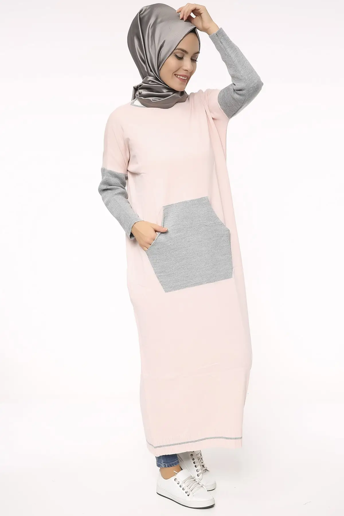 

4698 Sweater Dress - Powder 01218 KBTRK11017 Women Muslim Sweater