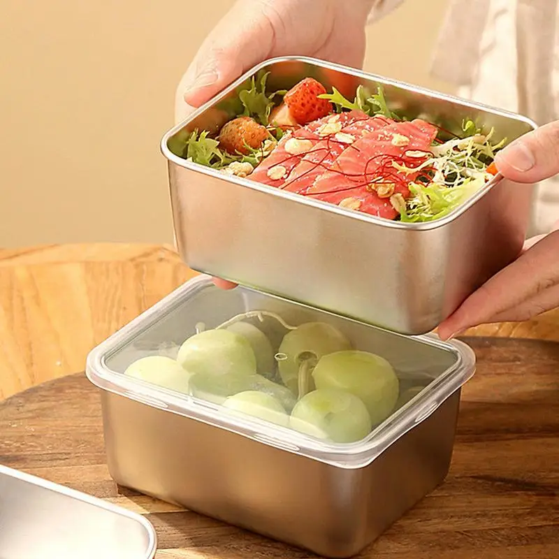 

Snack Containers Snap Sealed Metal Leak Proof Lightweight Bento Container For Sandwich Fresh Box For Outdoor Picnic Camping