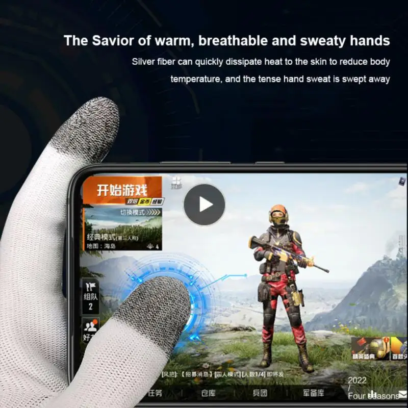 

Sweat-proof Finger Cover Portable Game Gloves Non-slip Thumb Fingertip Sleeves Breathable Gaming Accessorie Nano-silver Fiber