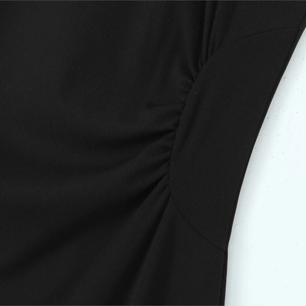 Good Quality Plus Size Dresses Women Clothes 2023 Summer Design Fold Waist Metal Buckle Spaghetti Strap Oversized Curve N8703