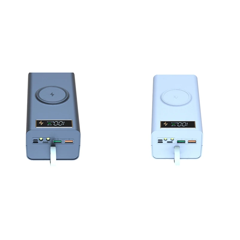 

21X18650 Battery Storage Box LED Light PD Quick QC3.0 Charge 18650 Battery Power Bank Case Shell 15W Wireless Charging