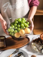 japanese glass fruit plate living room home high foot acacia wooden fruit plate tea table candy dried fruit snack dish