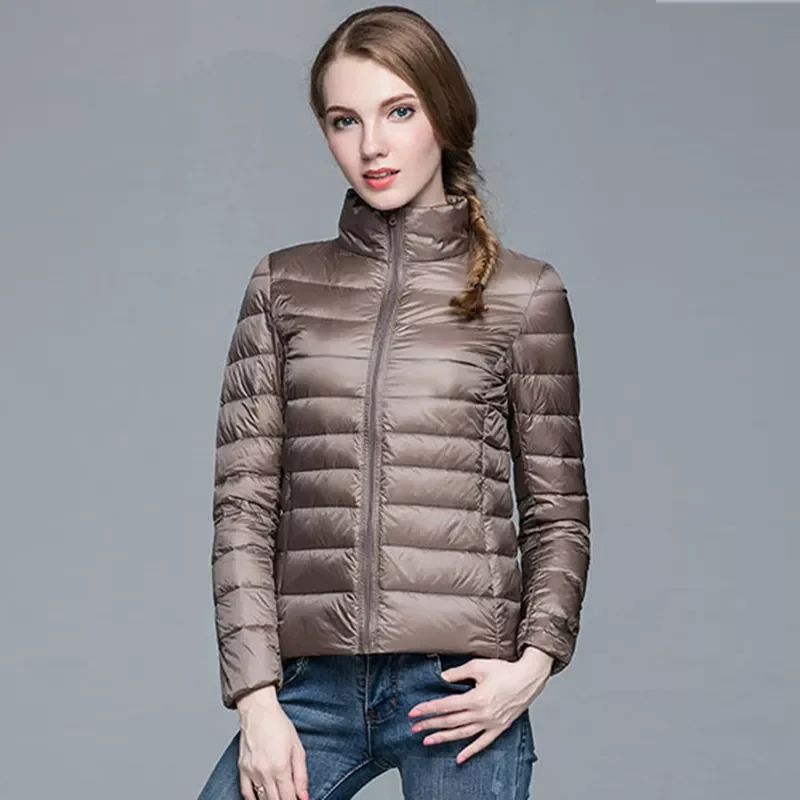 New2022 Winter Women Ultra Light Down Jacket White Duck Down Jackets Long Sleeve Warm Coat Parka Female Solid Portable Outwear