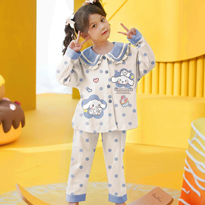 

Новинка, Детская Пижама Sanrio из аниме Kawaii, милый Красивый хлопковый зимний теплый кардиган с длинным рукавом для девочек, домашняя одежда