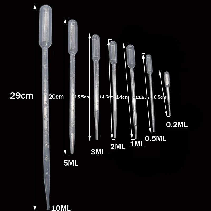 100 шт. пластиковые пипетки 1/2/3/5 мл |