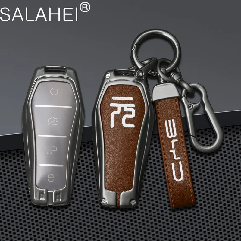 

Zinc Alloy Car Smart Remote Key Case Cover Key Bag Shell Holder Protection For BYD Yuan Plus Pro Auto Key Decoration Accessories