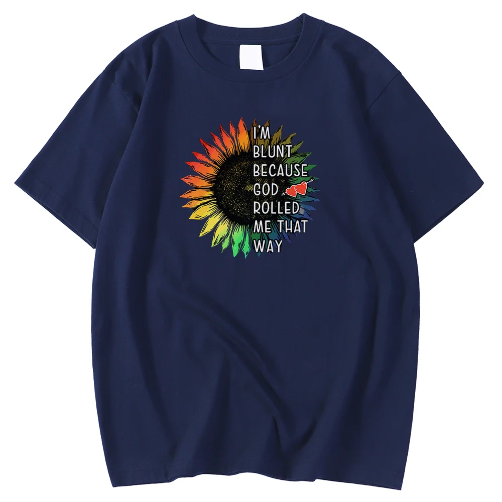 

Oversized Soft Male T-Shirts Round Neck Tee Shirts I'M Blunt Because God Rolled Me Print Tops Short Sleeve Fashion Tee Shirt Men