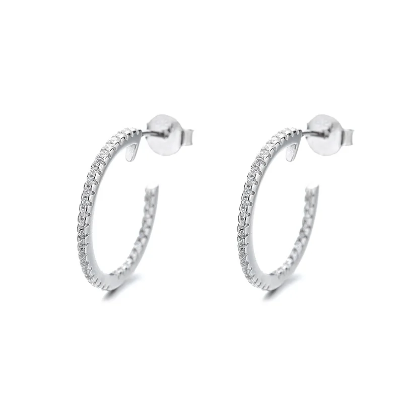 

Женские серьги-кольца из серебра 925 пробы с фианитом