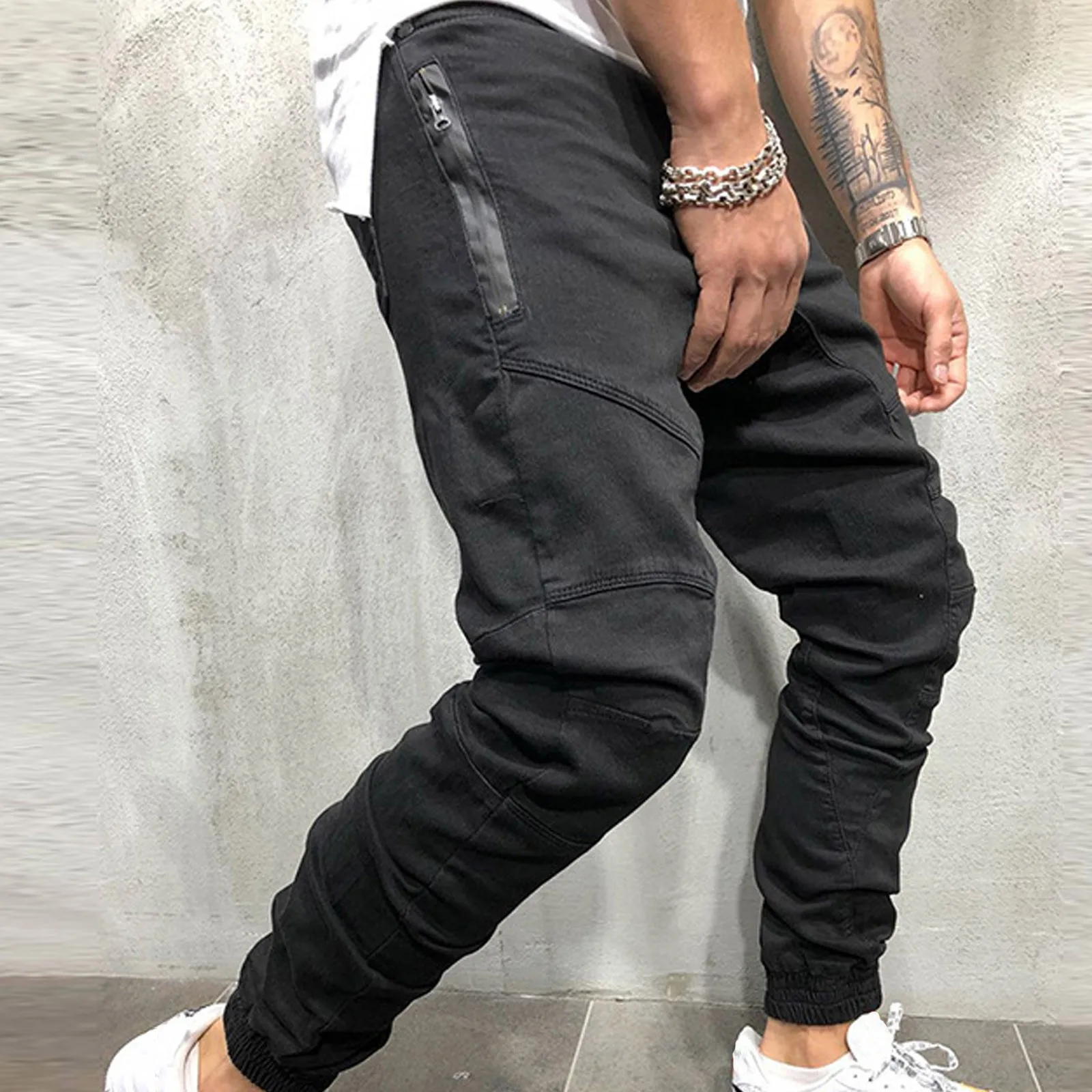 

2023 New Jogger Men Pants Casual Solid Color Overalls With Zipper Pockets Sports Pants Men'S Trousers Sports Men'S Cargo Pants