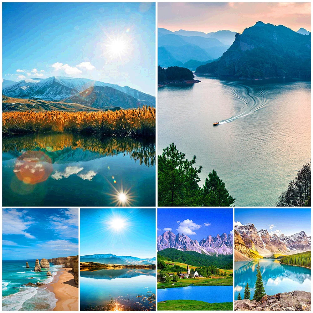 

Diy Diamond Painting 5D Full Diamond Embroidery Picture of Rhinestone Cross Stitch Mountain Forest Lake Landscape Diamond Mosaic