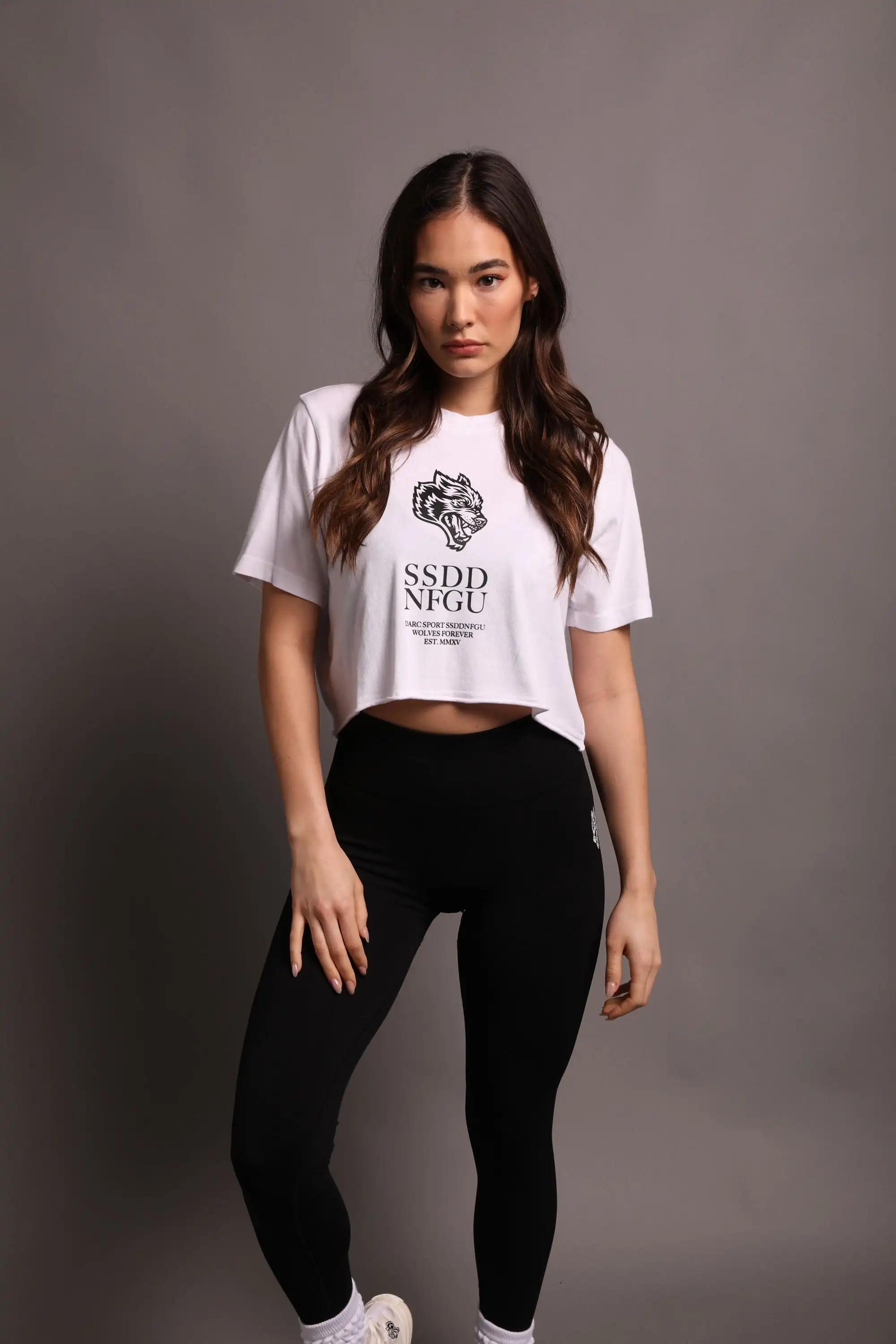 Darc Women Shirt Sports Crop Casual White Tops She T-Shirt Fitness Cropped Pure Cotton Femme Running Gym Streetwear Loose Tee