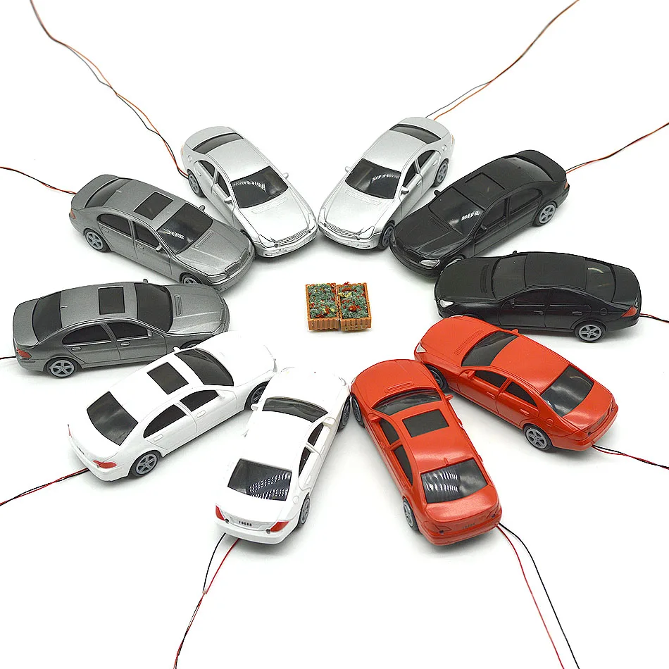 

Scale 1/50-1/200 Micro LED Lighting Cars Model Mini Colorful Toy Cars For Building Road Street Landscape Layout Materials