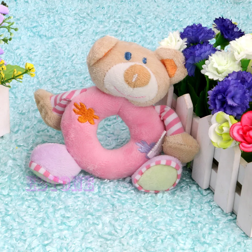 

B2EB Baby Kid Soft Plush Stuffed Animal Model Wrist Hand Bell Rattle Educational Toy