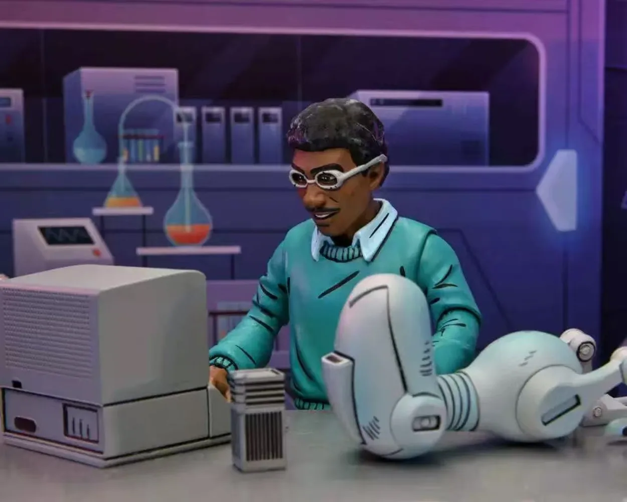 Spot NECA Teenage Mutant Ninja Turtle TMNT Dr. Fly Can Move My Hand To Do Laser Genuine Model Gifts.