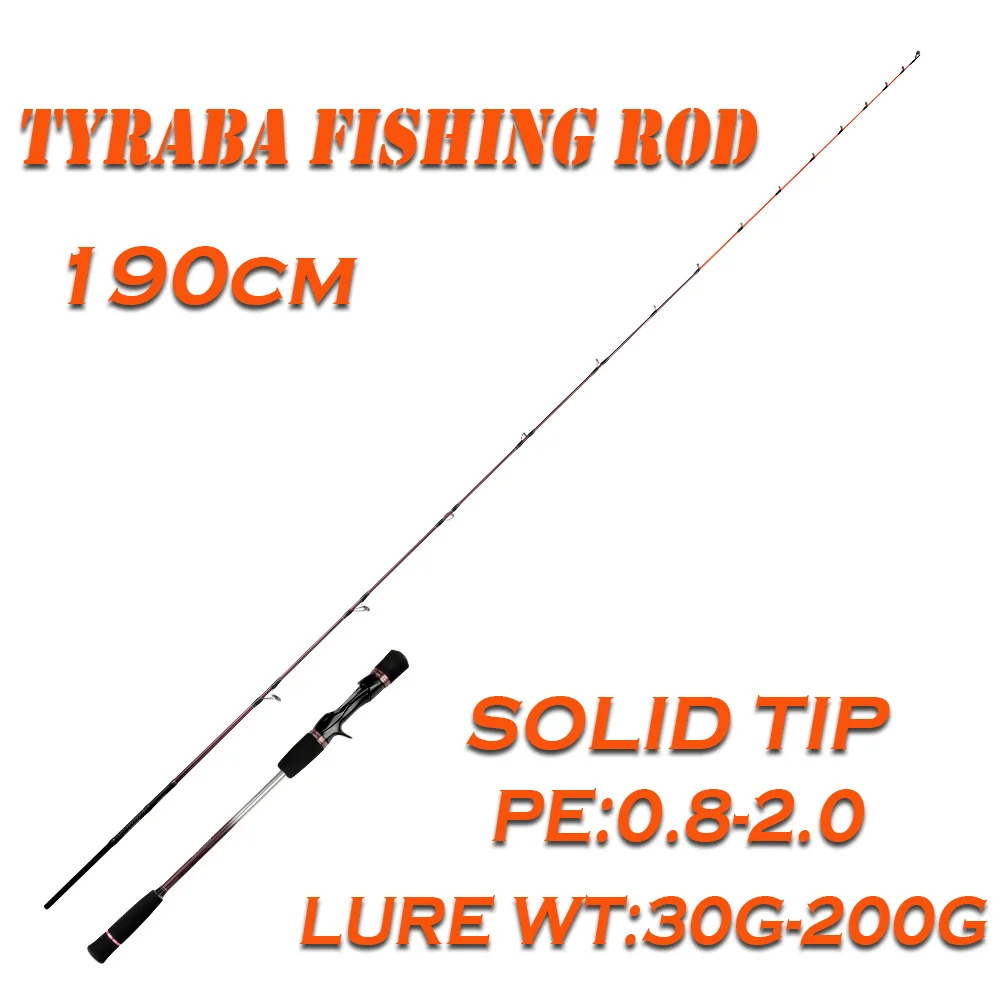Casting Fishing Rod Pole 1.9m Lure Wt 200g Solid Rod Tip Spi