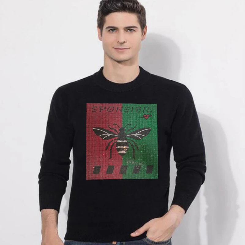 

Long Sleeve Long Sweater Men Fashion Casual Slim Rhinestone Men's Clothing 2022