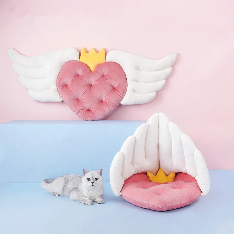 Luxury Pets Dogs Accessories Supplies Pet Bed House Puppy Small Dog Angel Wings Cat Kitten Cave Folding bed Mat Kennel Furniture