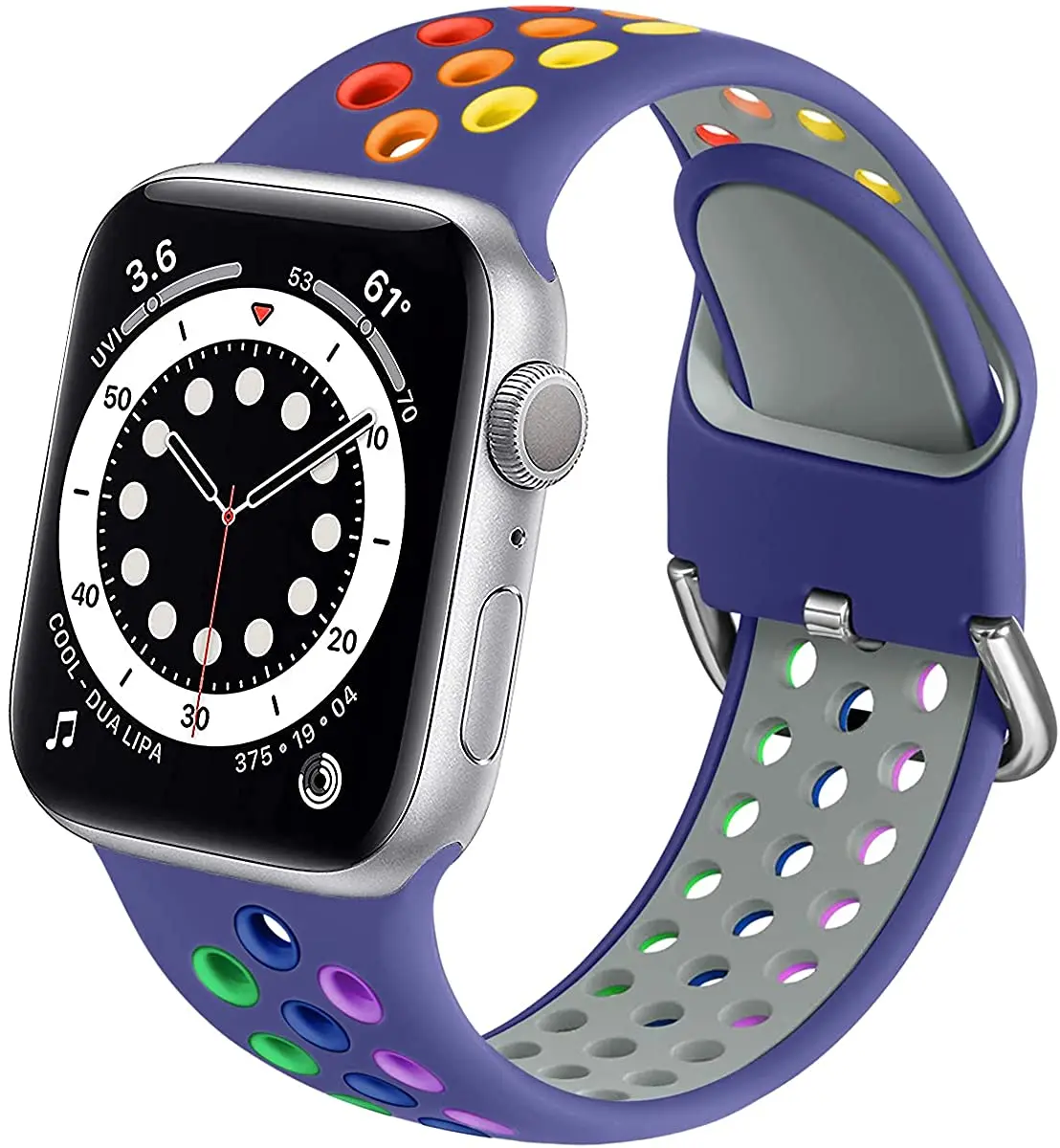 44mm Silicone Strap For Apple Series 6 7 8 Smart Watch X8 XS8 Max Breathable Smartwatch Wrist Belt T500 Plus X6 I7 W27 T900 Pro