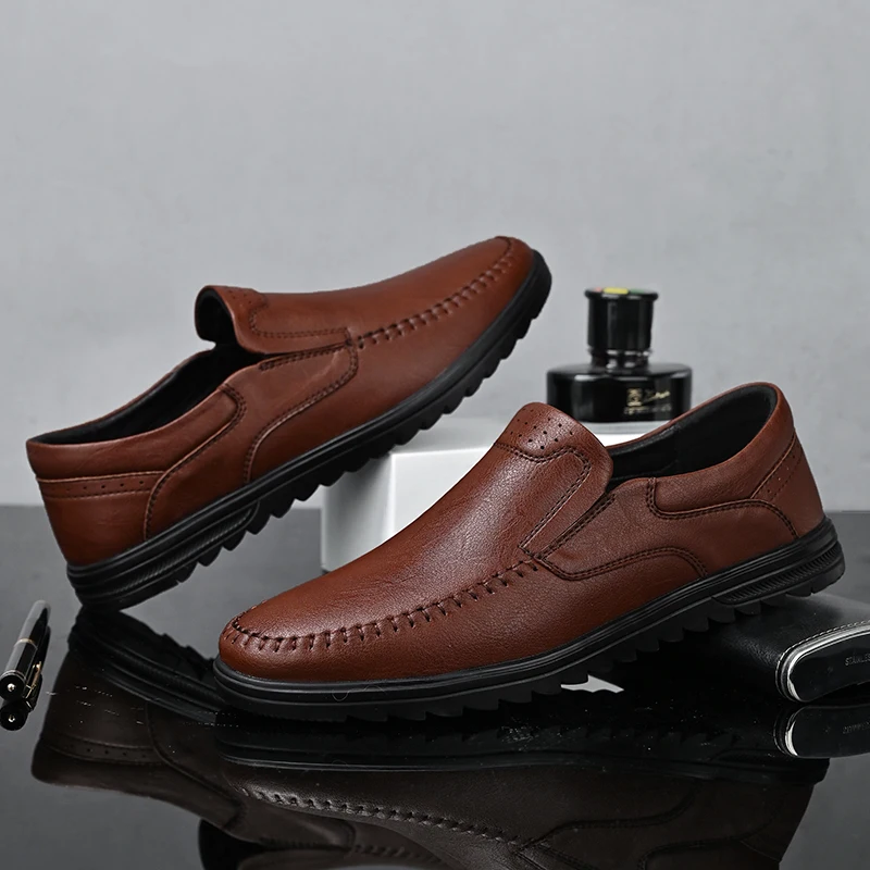 

Genuine Leather Hand Sewn Business Shoes 2022 Summer New Season Mens Casual Shoes Fashion Comfortable Lightweight Wearable Shoes