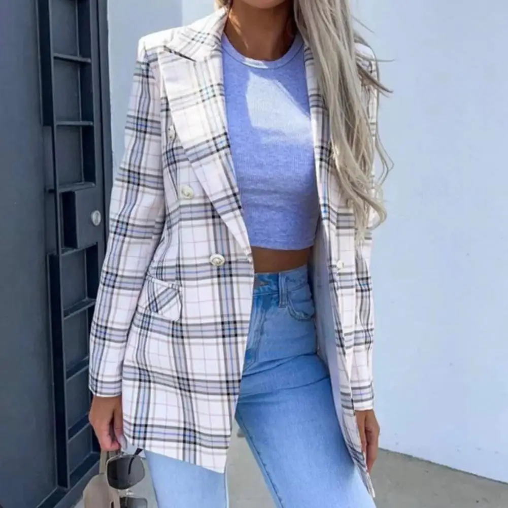 

Elegant Blazer Coats Women Fashion Lapel Long Sleeve Plaid Print blazer mujer Women Casual Long Sleeve Blazer Jackets chaquetas