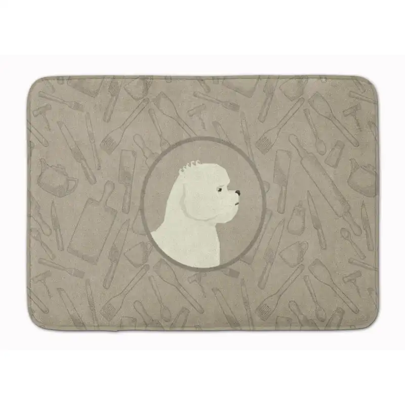 

Bichon Frise In the Kitchen Machine Washable Memory Foam Mat, 19 X 27", multicolor