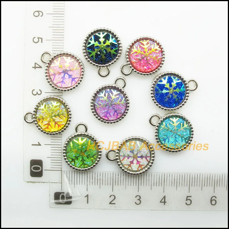 10 новых смешанных Подвесок в виде желе круглые акриловые подвески снежинок стиле