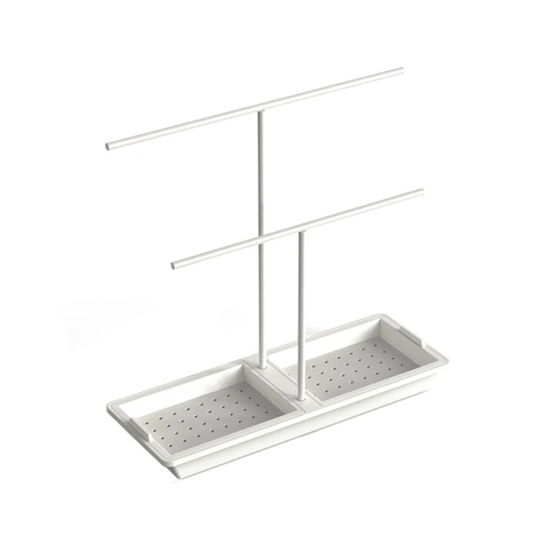 

Multifunction Sink Sponge Holder with Removable Drain Tray and Three Towel Bars Multifunction Home Bedroom Decoration