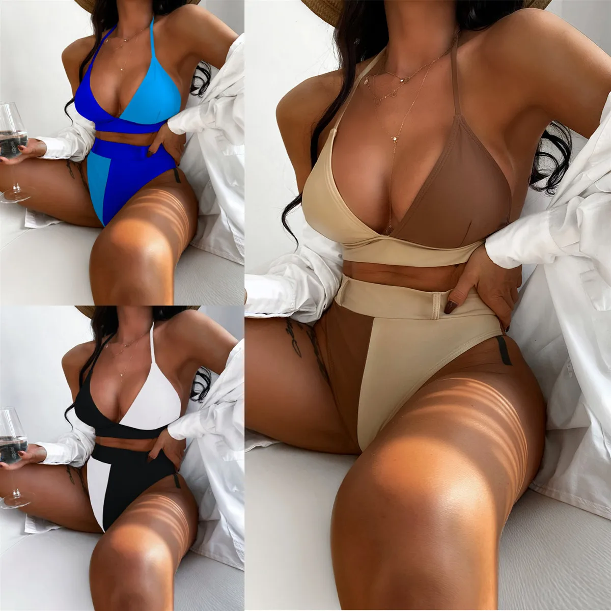 

2022 Two Pieces Bikini Set Push Up High Waist Swimwear Women Stroj Kapielowy Damskie Mujer Banador Badpak Dames Maio Biquini