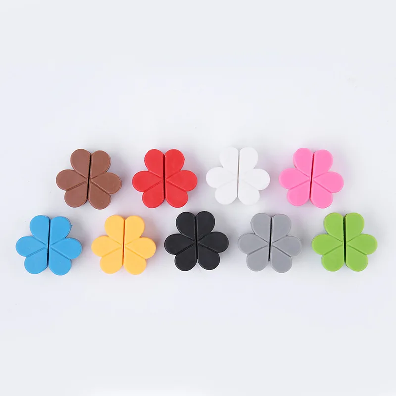 

Настольный кабель для передачи данных, 5 шт., кабель для гарнитуры, фиксированная линия, клевер, силиконовый провод, зажим, милая форма, держа...