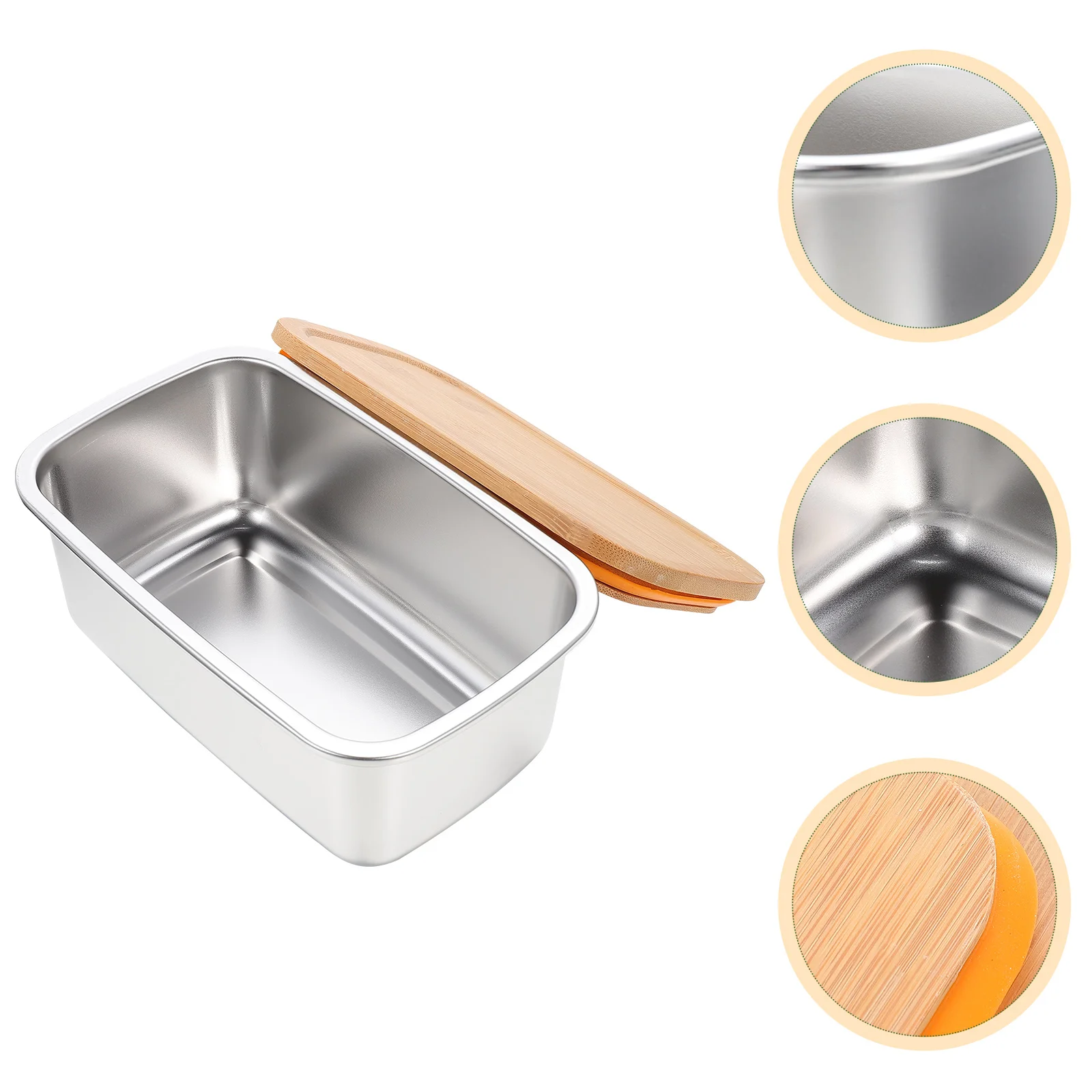 

Food Box Food Case with Bamboo Lid Stainless Steel Bento Box Multi-function Food Box for Food Storage Home Use Outdoors
